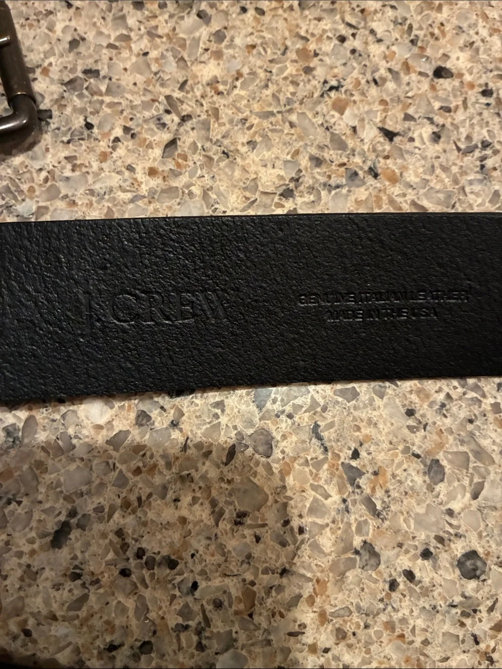 J. Crew Vintage Black Leather Men's Belt with Metal Buckle. Made in USA